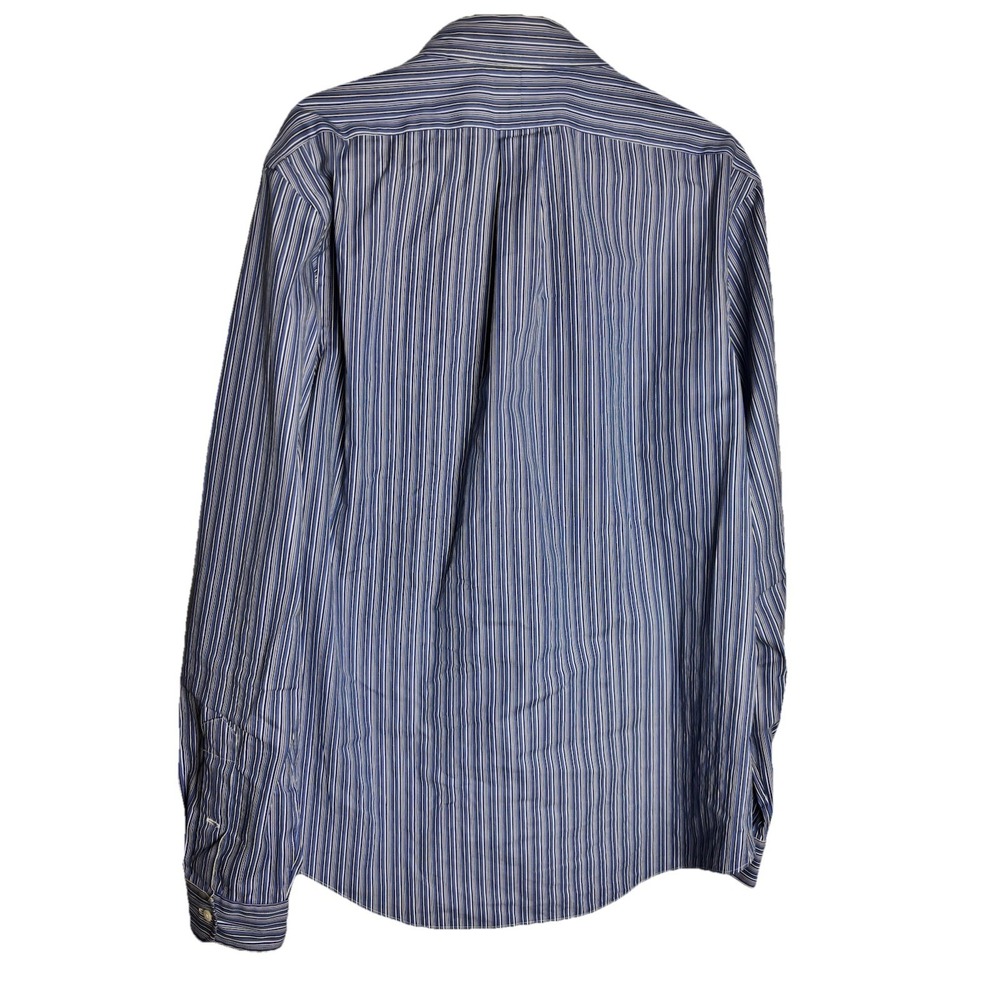 Ralph Lauren Shirt Mens Large Blue Striped Classic Fit Button Up Long/Sl Pony - Picture 6 of 8